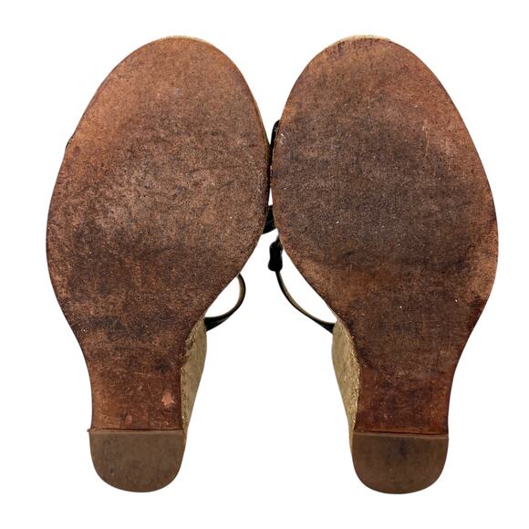 Kate Spade Espadrille Sandals Black 8 Bow Gold Chain - Picture 11 of 11